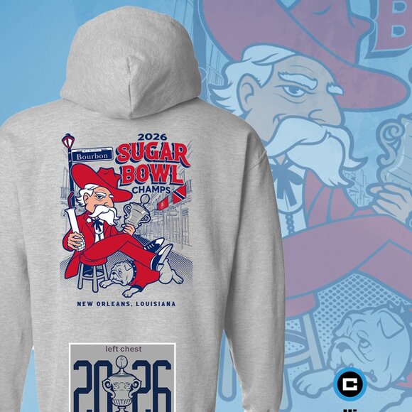 Gildan Tops - 2026 Sugar Bowl Champions Ole Miss Hoodie ASH GRAY